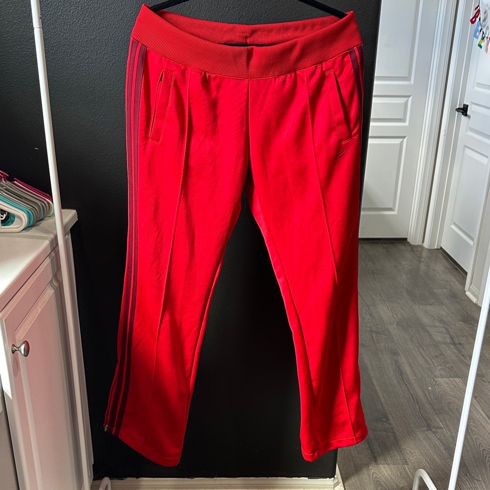 Nike Kids Red Sweatpants with Black Stripes